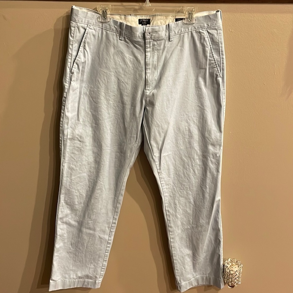 J CREW men’s Flex Straight cut Chino pants flat front 4 pocket light blue 36-30 - Picture 2 of 16